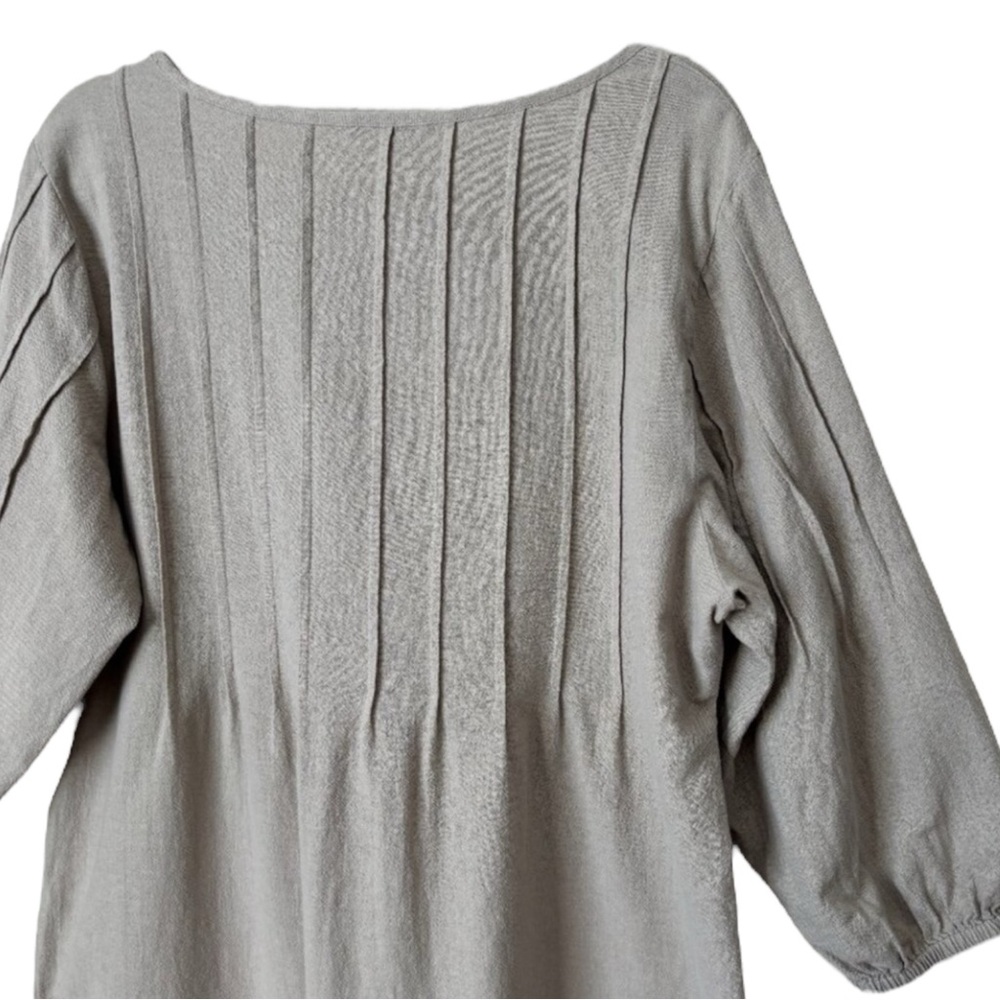 SOFT SURROUNDINGS Pintuck Peasant Boho Natural Cotton Longline Tunic in Tan MED - Picture 6 of 12